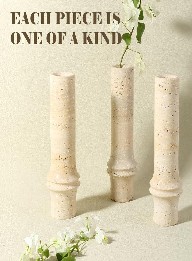 Erongoo Flower Vase for Home Decor, Marble Bamboo Vase Rustic Vintage Decorations for Living Room, Table, Bathroom, Holiday & Weddings (Travertine) - Image 4
